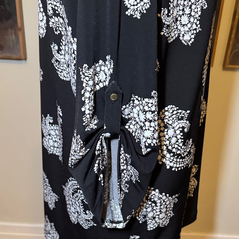 Liz Claiborne Career Black and White Paisley Blouse Size XL - Picture 6 of 10